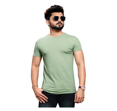 less q branded crush lycra mens t shirt ( light greenish gray)